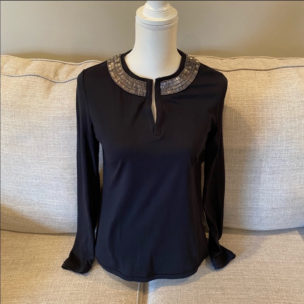 Tory Burch beaded black shirt